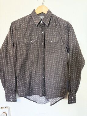 Pelham Boys XL Brown Geo Print Western Snap Button Down Shirt